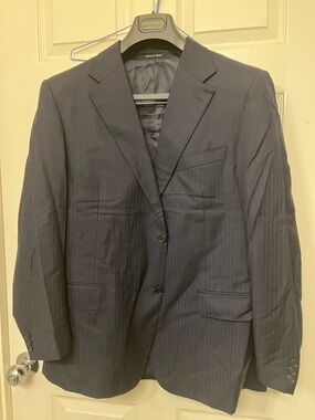 Canali Navy Pinstripe Men's Suit- Blazer and Pants